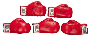 Lot of (5) Joe Frazier Signed Everlast Boxing Gloves 